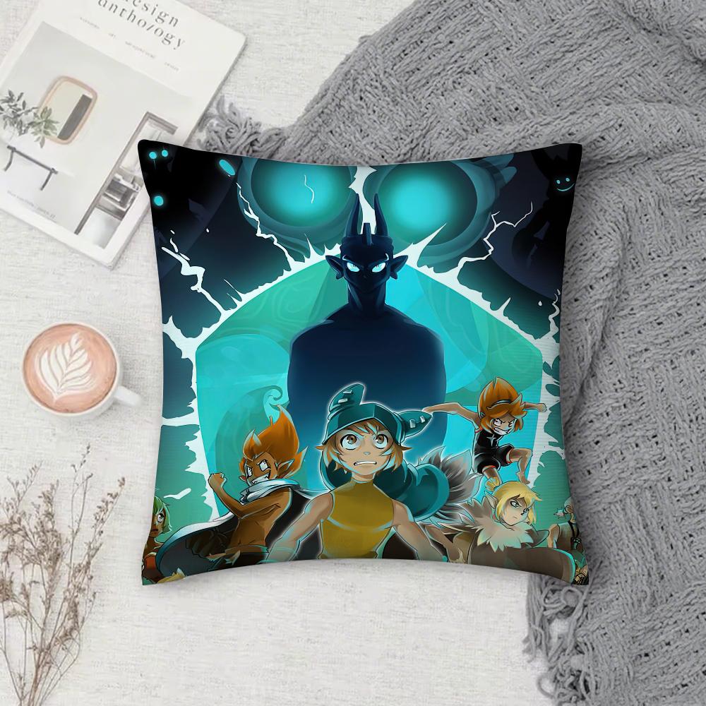 Video Game W-Wakfu Momorpg Adventure Pillow Case Square Double-Sided Printing Short Plush Sofa Cushion Cover Bedside Pillow