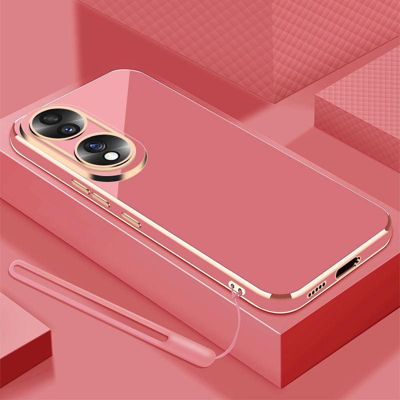 

Чехол для Honor 90 Чехол для телефона Honor 90 Прямой край гальваническое покрытие Противоударный силиконовый задний мягкий чехол For Honor 90&Case & Strap