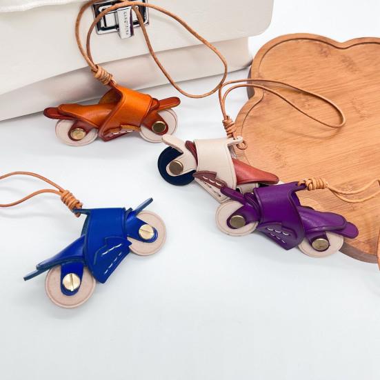 Motorcycle Bag Pendant Faux Leather Mini Motorcycle Backpack Charm Handmade Decorative Keychain Charm Gift