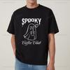 Spooky Coffee Club Cute Ghost Retro Halloween T-Shirt Y2K Pocket Print Fall Lover Gift 90s Grap