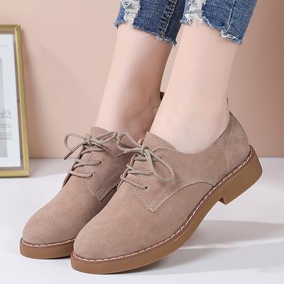 2025 Neue Retro Damenschuhe Wildleder Kleine Lederschuhe Leder Freizeit Britischer Stil Schnürung Täglich Arbeit Mutter Einzelne Schuhe