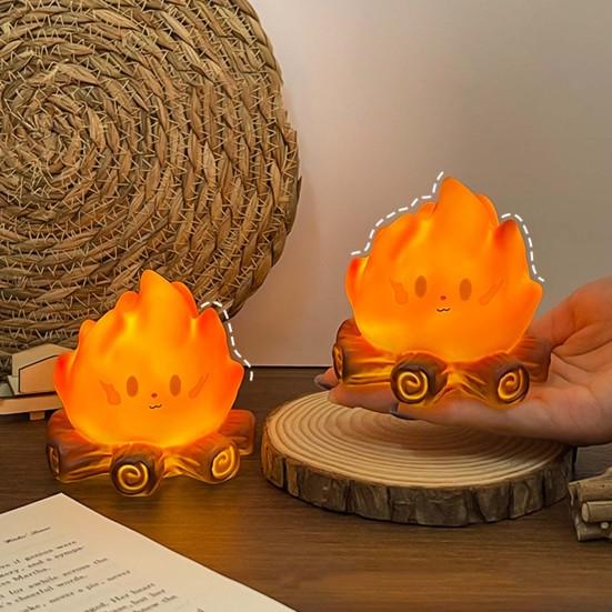 Night Light No Open Flame Safe Design Soft Warm Yellow Light Flame Pet Shape Battery Operated Children Bedroom Lamp
