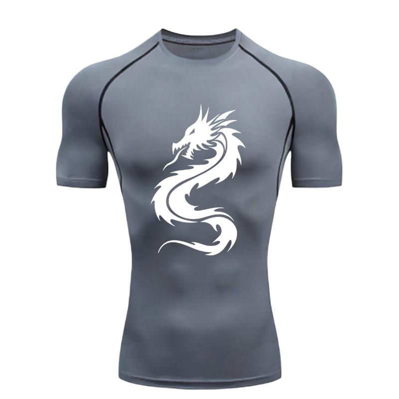 Dragon  Men's Sports T-shirt Training Fitness Compression Short Sleeve Rashguard for Men Athletic Tees Workout T-Shirt