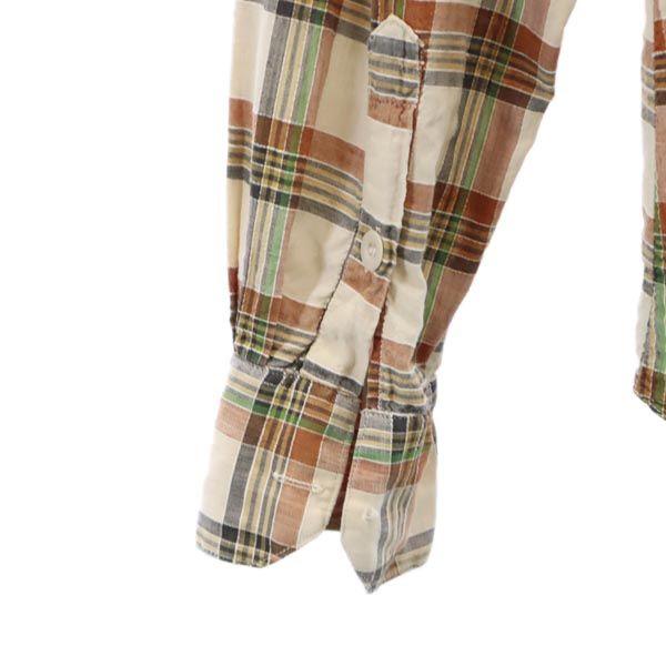 Gap 80s Vintage Check Pattern Long Sleeve Shirt Beige Men's Used