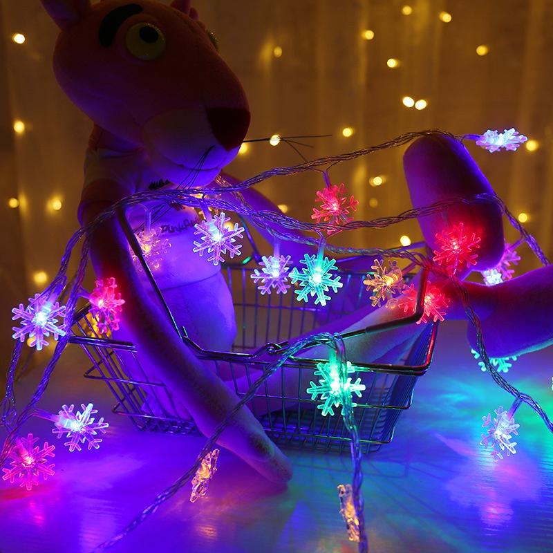3M/6M LED Garland Snowflakes String Fairy Lights Battery Powered Hanging Ornaments Christmas Tree Pa