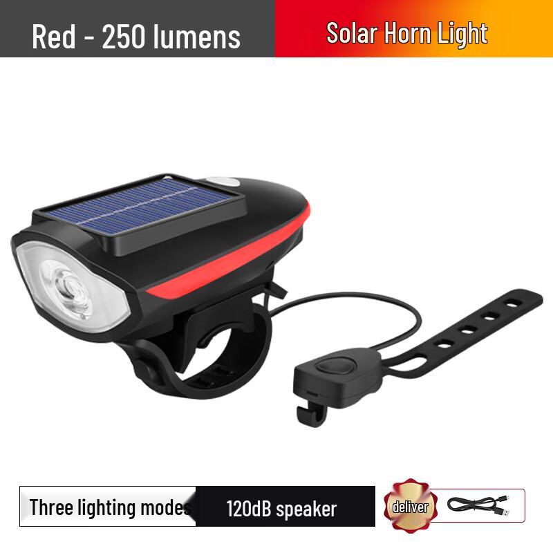 GEETHA Solar Charging Bicycle Headlight with Horn