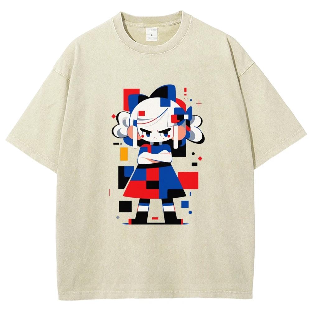 

Абстрактная футболка для девочки Унисекс Футболки Топ Мужская Женская Футболка с коротким рукавом Хлопок Уличная одежда Харадзюку Графическая Хлопковая футболка 3XL