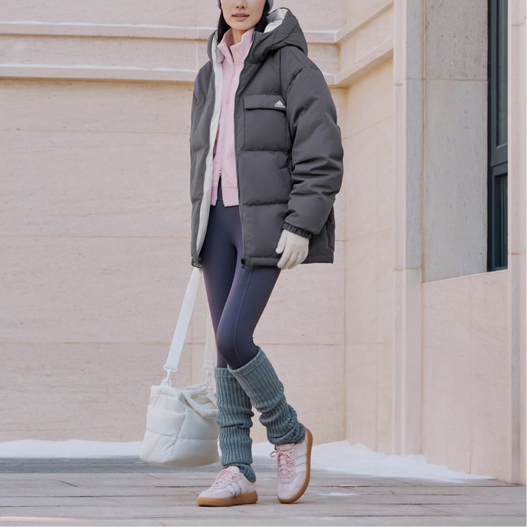 Adidas Down Jacket Reversible Solid Color Zipper Long Sleeve Puffer Coat Unisex Jackets KQ5543