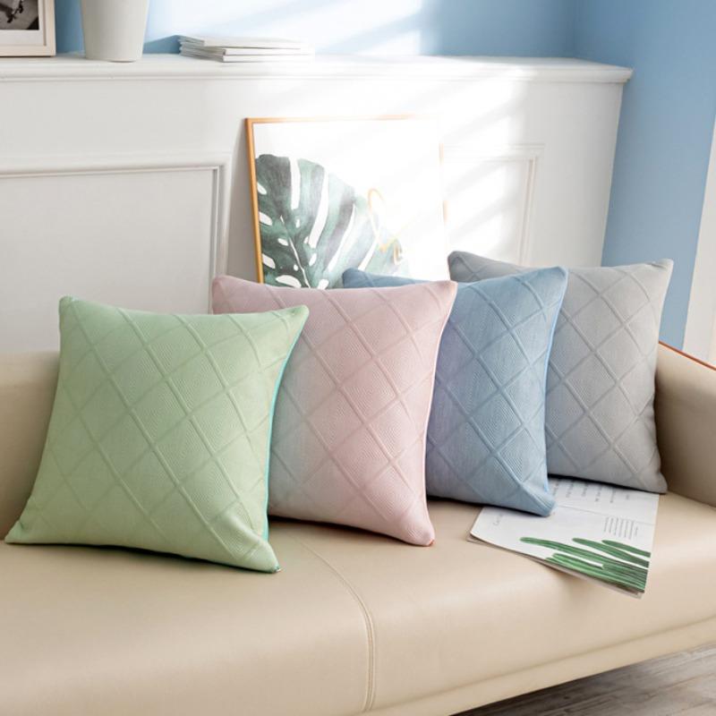 1pcs Creative Ice Silk Pillow Cover Solid Color Diamond Pattern Cushion Cover Home Sofa Decorative Pillowcase 45x45cm