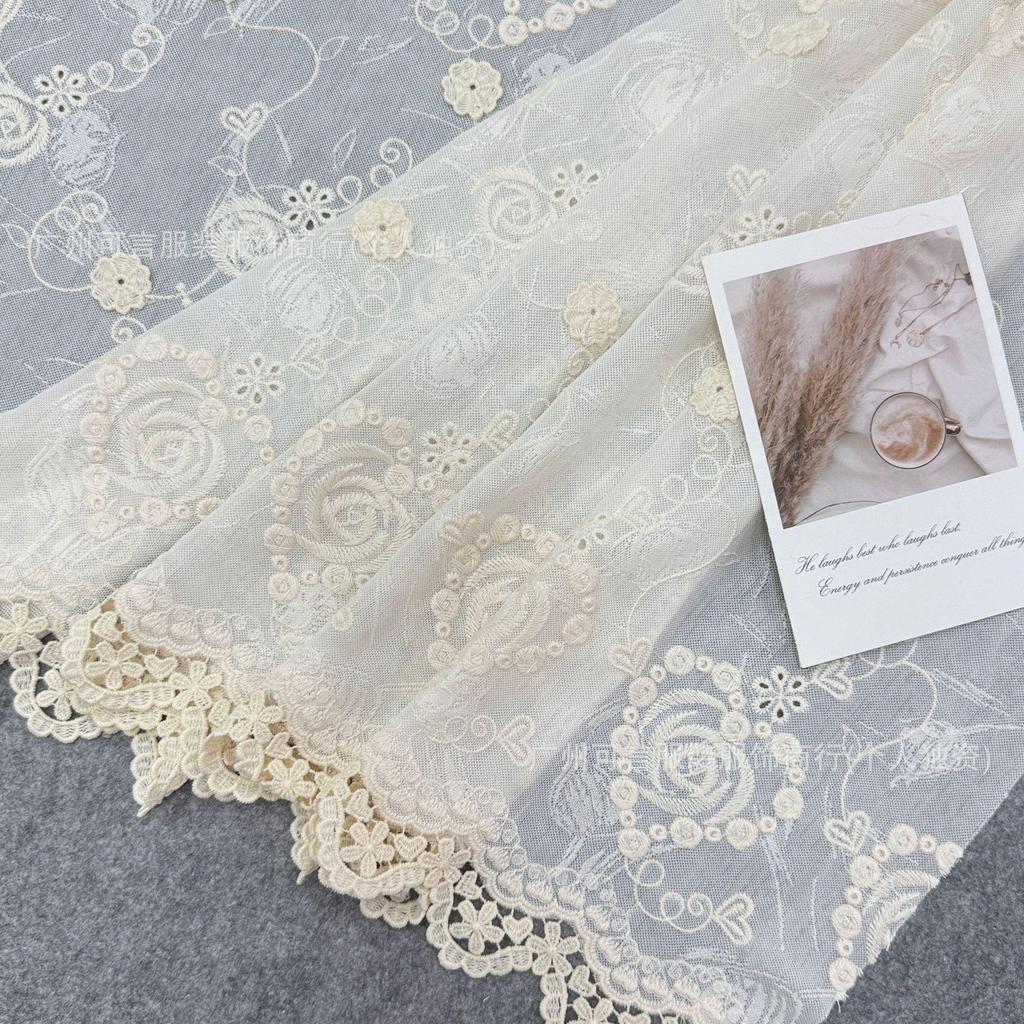 Gold Thread Two-Color Mesh Embroidered Water-Soluble Lace for Lolita Fashion Accessories