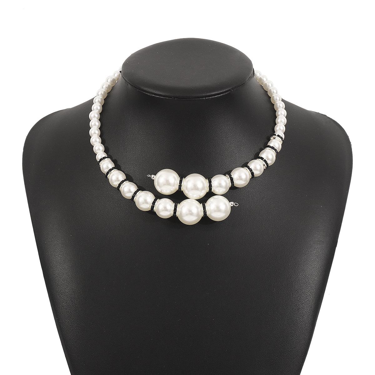 

Women Fashion Show Design Color Block Beaded Ins Style Choker Summer New All Match Pearl Clavicle Necklace For Women перлинний