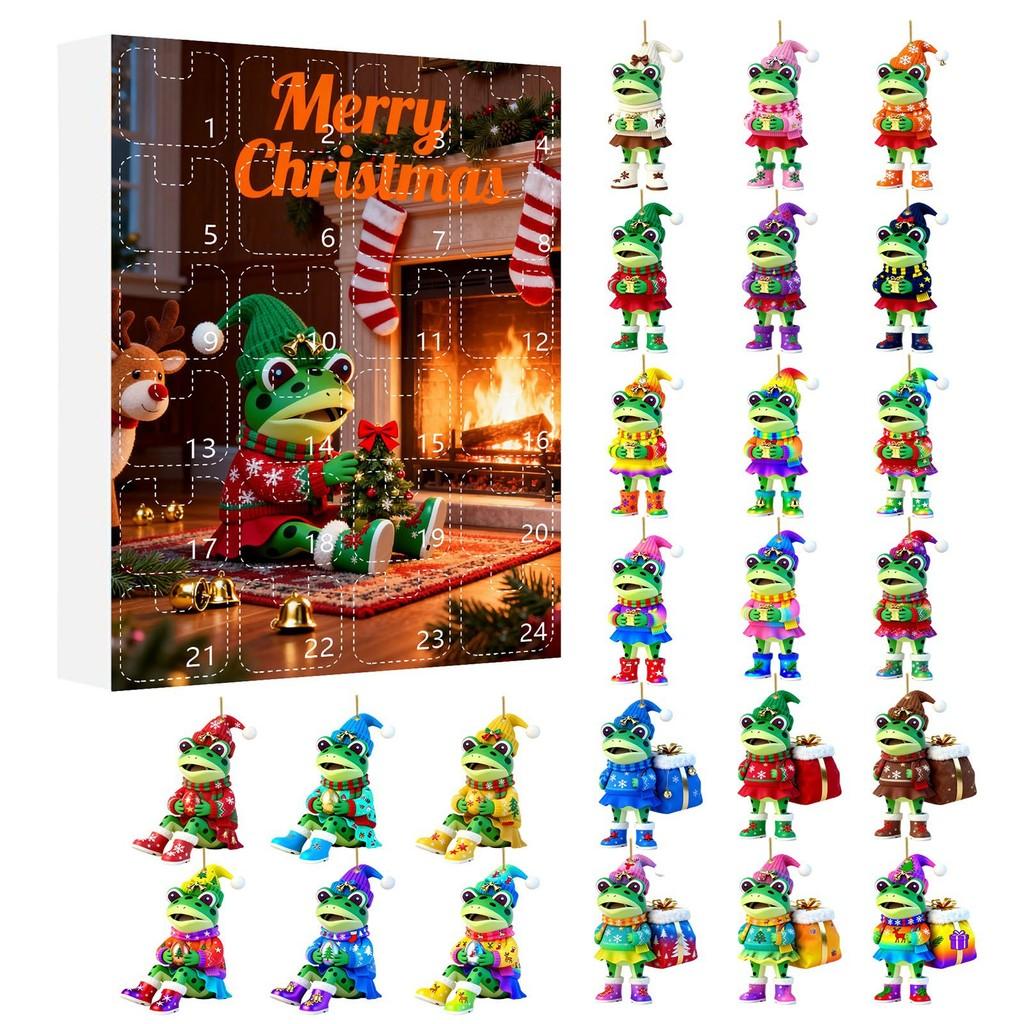 Christmas Countdown Calendar With Frog Acrylic Hanging Decorations For Holiday Room Decor