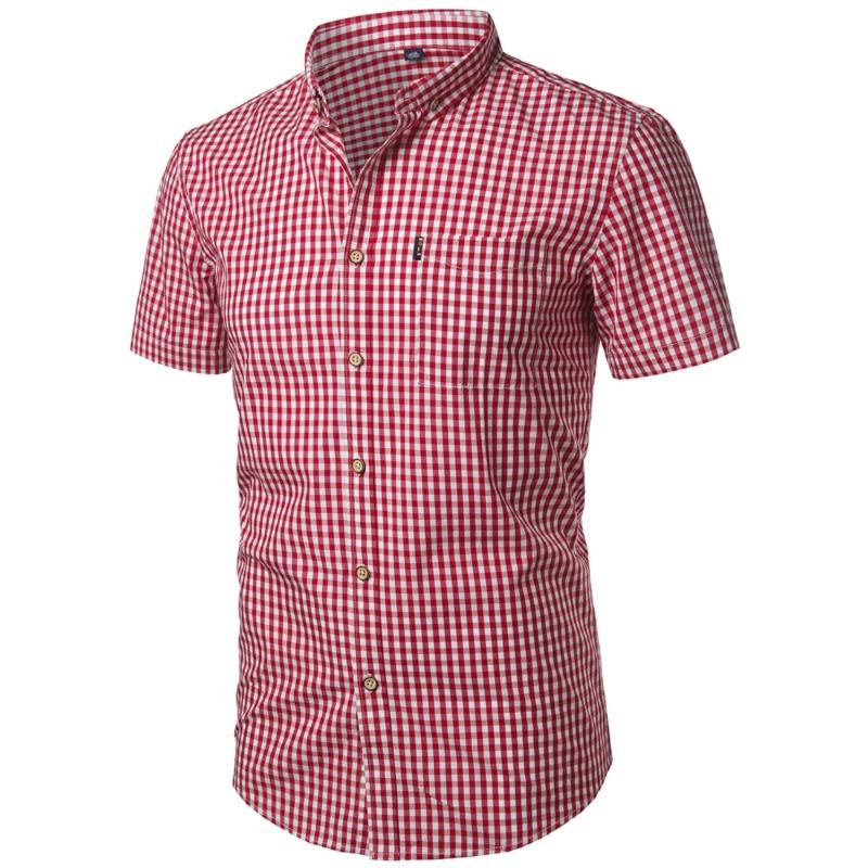 Camicia abbottonata scozzese piccola da uomo Camicia estiva nuova manica corta slim fit Camicie eleganti da uomo a quadri casual Chemise Homme