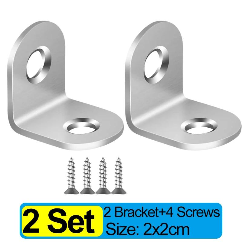 Furniture Corner Brace Stainless Steel L Shaped Bracket With Screws 90 Degree Right Angle For Cabinet Shoe Cabinet Connector
