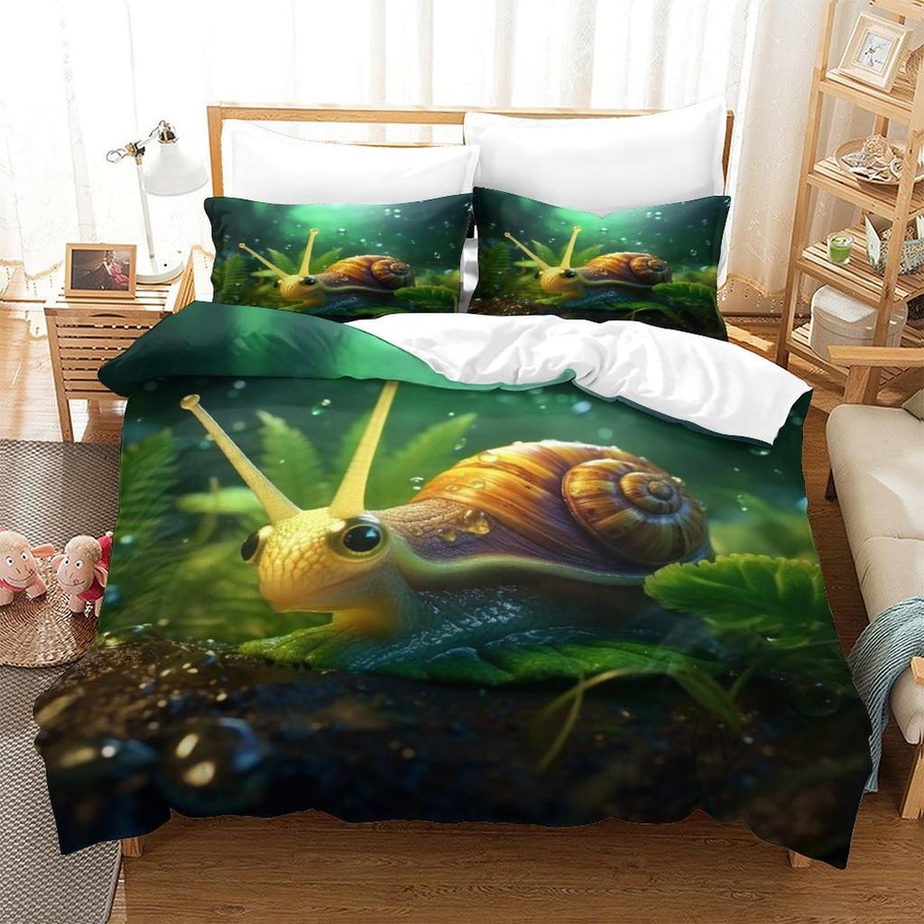 Snail Duvet Cover Sets For Kids Queen Size Lightweight Down Quilt Covers  Bedroom Decor 2 Pillowcases 1 Duvet Cover No Comforter