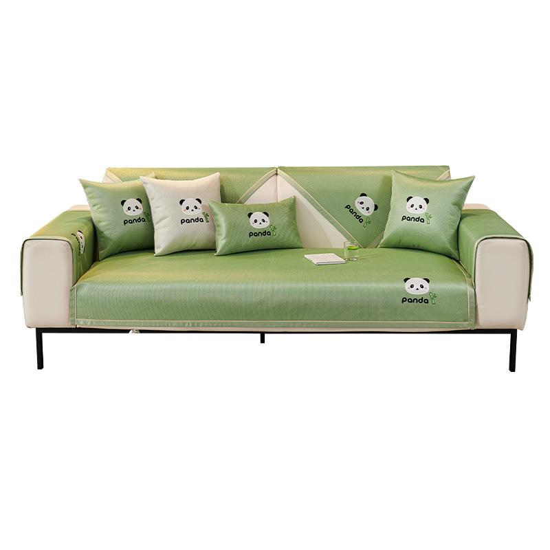 New Ice Silk Sofa Cushion, Summer Cartoon Sofa Mat, Fixed Non-Slip One-Piece Sofa Cushion