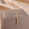 INS Style Luxury Zirconia Cross Pendant Necklace - High-end Clavicle Chain Jewelry