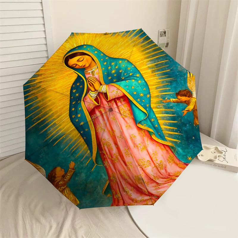 1PC Virgin Mary angels Automatic Open/Close Umbrella Compact Folding Umbrella with 8-Rib Shaft lightweight esign, Fashion Lovers1238A