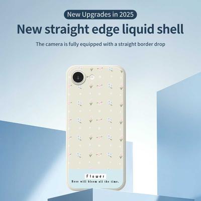 IPhone 16e Hülle mit niedlichem Blumenmuster, gerade Kanten, TPU-Rückseite