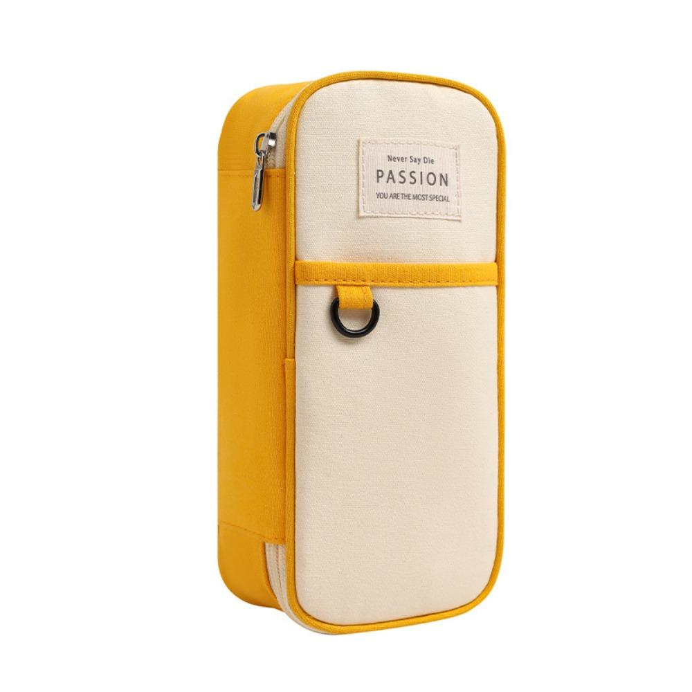 Simple Design Pen Bag Large Capacity Double-Layer Stationery Box Durable Flap School Bag Student Use School Supplies