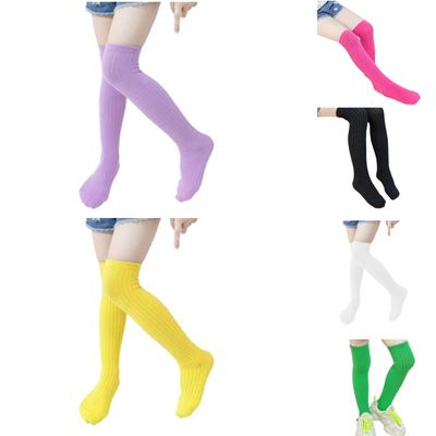Breathable Cotton Hosiery Socks for Girls Toddler Candy Color Over The Knee Socks Terry Loop Socks for Autumn Spring