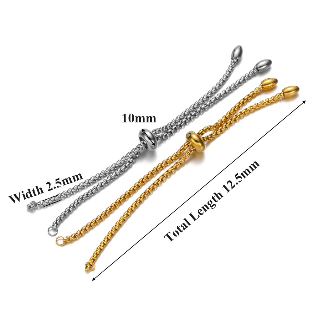 3pcs Stainless Steel Box Chain Adjustable Bracelet Connectors for DIY Bracelets Charms Accessories Jewelry Making Findings