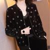 Leisure Golden Velvet Coat Women's Spring Autumn Loose Zipper Jacket Fashion Large Size Baseball Outwear Jacket 5XL