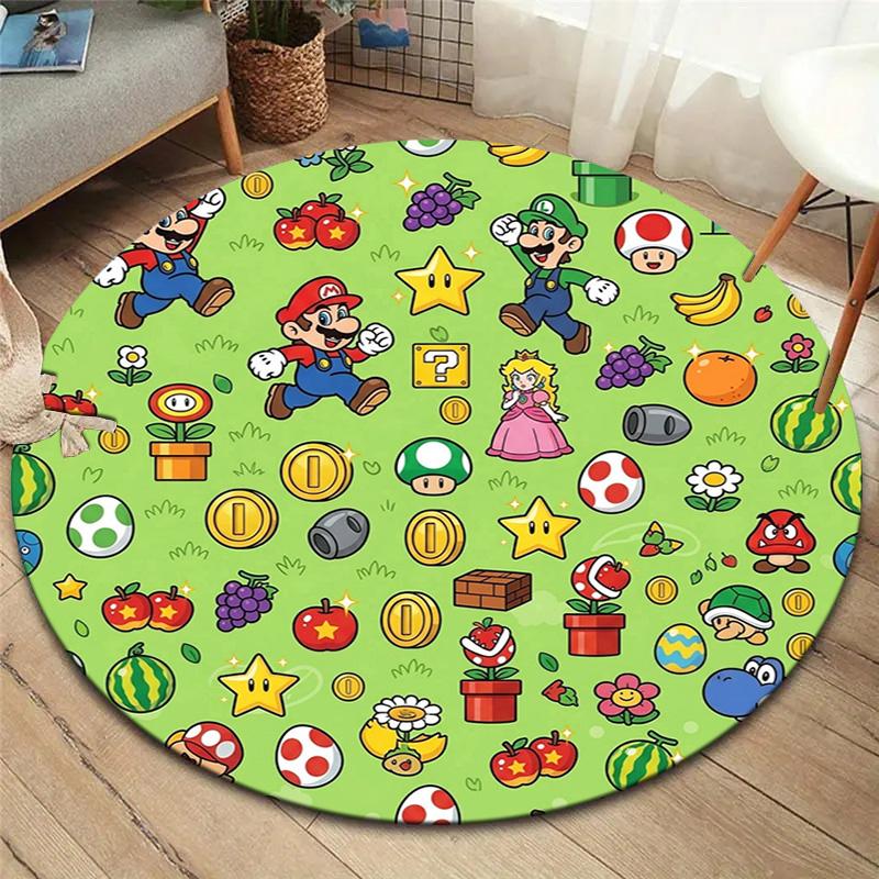 Super Mario Round Area Rug Carpet Rug For Living Room Bedroom Sofa Playroom Decor Nonslip Floor Mat
