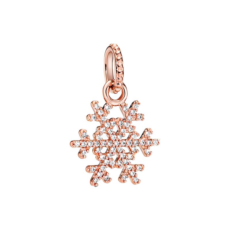 Pandora Brilliant Snowflake 14k Rose Gold Pendant Women s Style 380354CZ