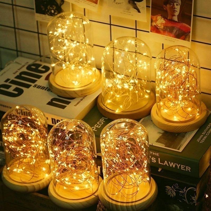 50/100/200 LED Copper Wire String Lights USB Plug-in Fairy Lights with Remote 8 Modes Lights Home Decoration