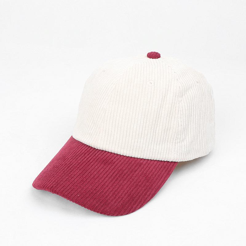 Color Blocking Corduroy Baseball Caps for Unisex Couple Street Versatile Snapback Hats for Autumn Winter, Ideal Choice for Gifts