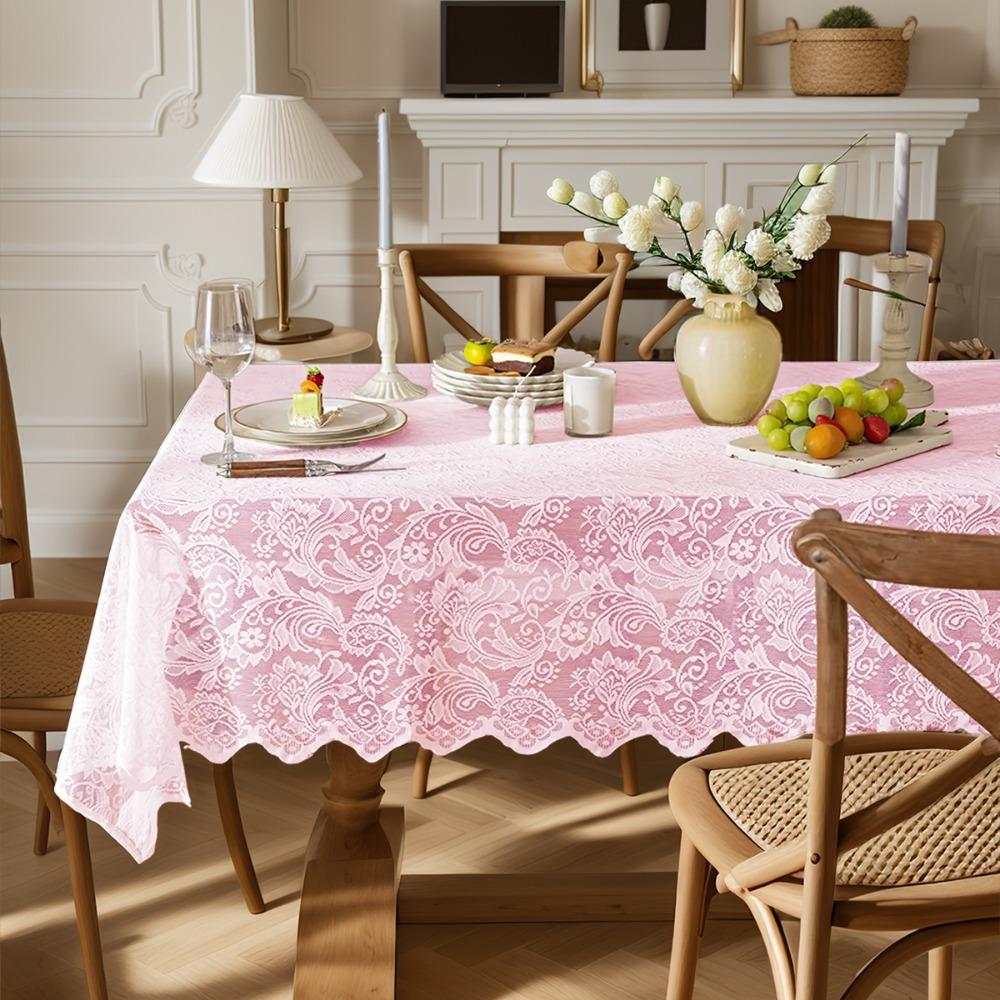 Rustic Style Florals Embroidery Lace Table Cover Rectangular Universal French Tablecloth Decorative Table Linens Afternoon Tea