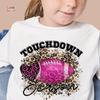 TOUCHDOWN SEASON Football Graphic Print Tee Girls Casual Short Sleeve T-shirt For Spring Summer For Everyday Activities
