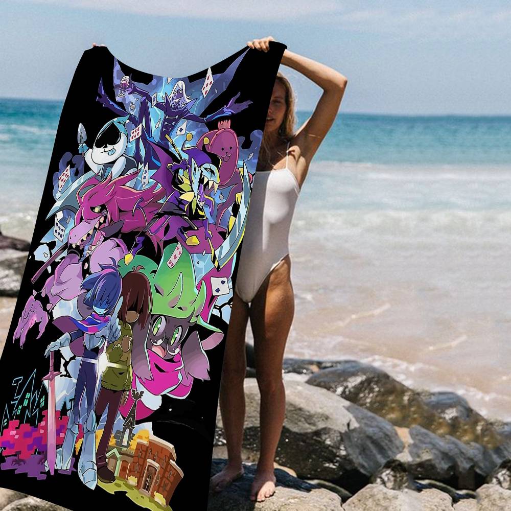 Game Deltarunes Anime Beach Swimming Towel Soft Absorbent Washcloth Children's Gifts for Kids Travel Camping Gym