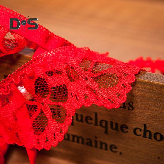 Women G String Thong Faux Pearl Decor Lace Fabric Rose Decor Pornographic Shirring Solid Color Honeymoon Wedding Night Lady Panties