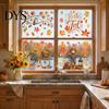 Decorative Glass Clings 6 Sheets Autumn Harvest Static Window Stickers, Maple Leaves Scarecrows Bicycle Owl Thanksgiving Home Decor Decals,