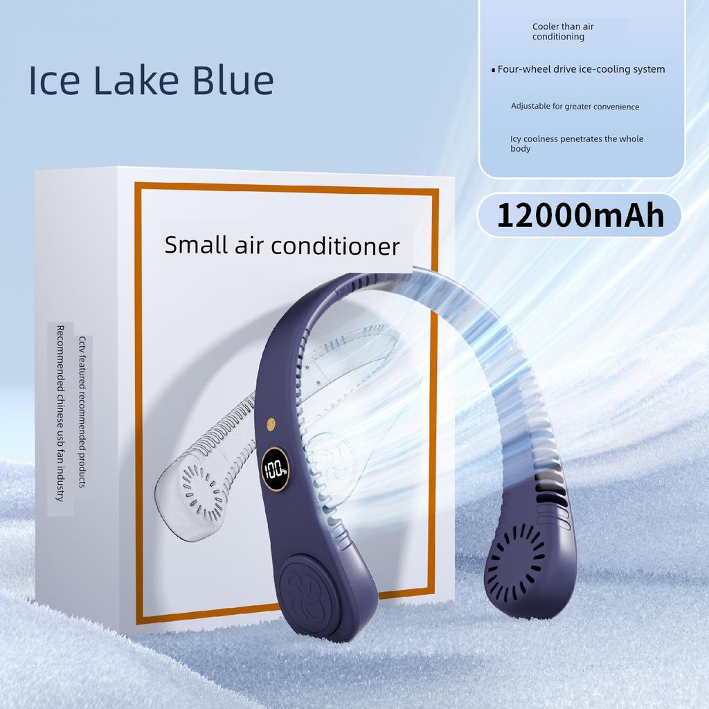 Neck-Hanging Fan, Portable Bladeless Cooling Air Conditioner, Silent, Small, Mini, USB Rechargeable, Long-Lasting