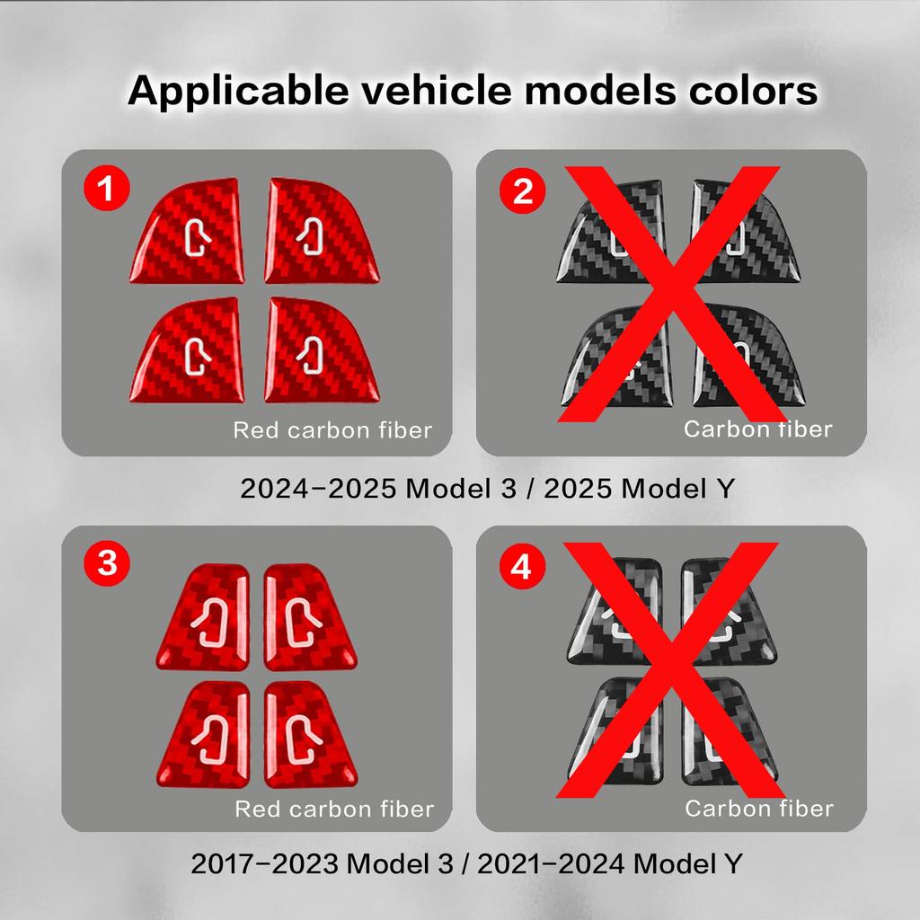 For Tesla Model Y 2019-2025 Juniper Model 3 Highland 2024 Car Carbon Fiber Interior Door Switch Button Trim Stickers Accessories