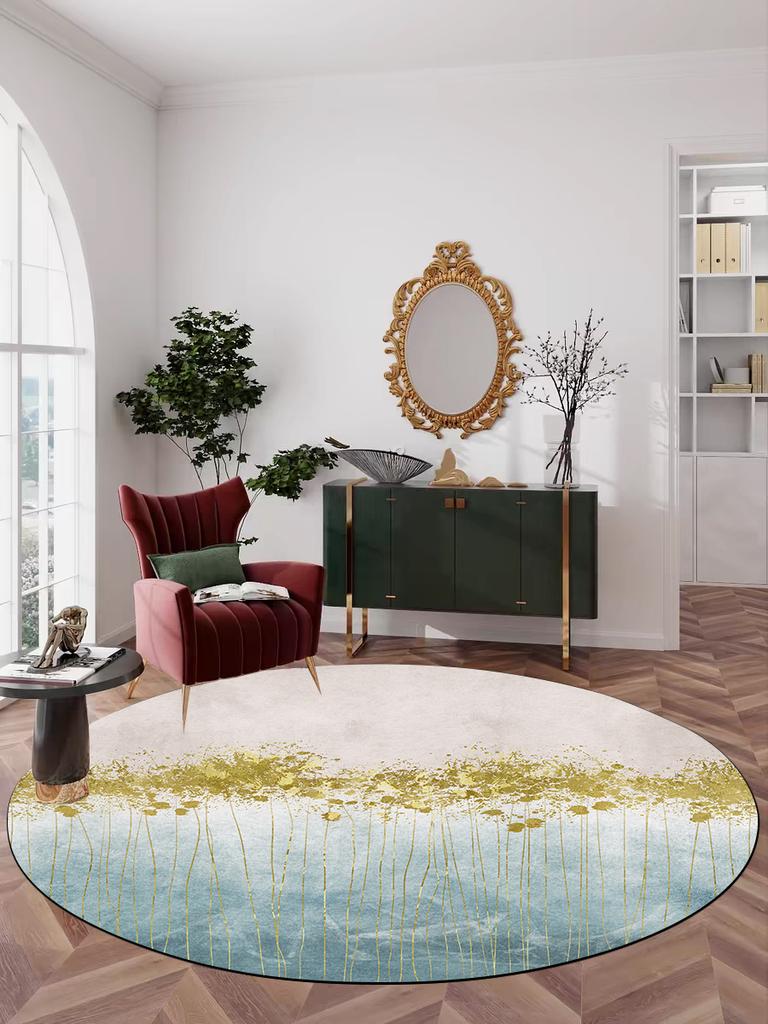 Abstract Artistic Living Room Decor Round Carpet Nordic Style Rugs for Bedroom Bedside Large Area Soft Non-slip Parlor Chair Mat