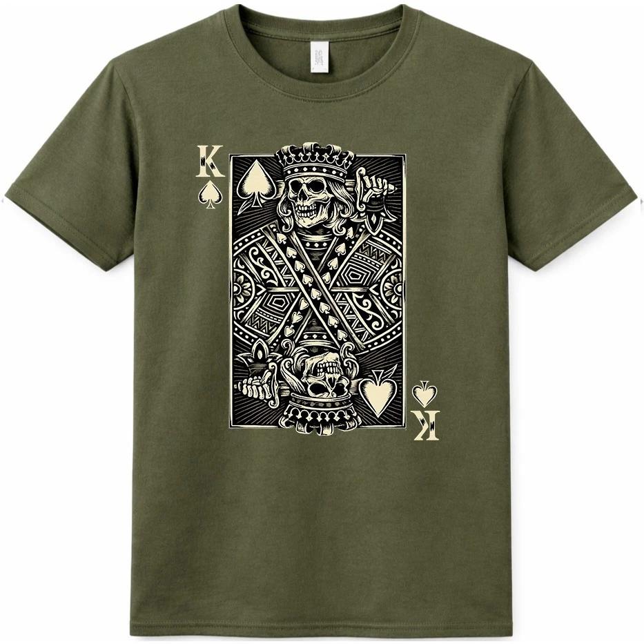 King of Spades Skeleton T-Shirt Skull Playing Card Poker Casino Graphic Tee M