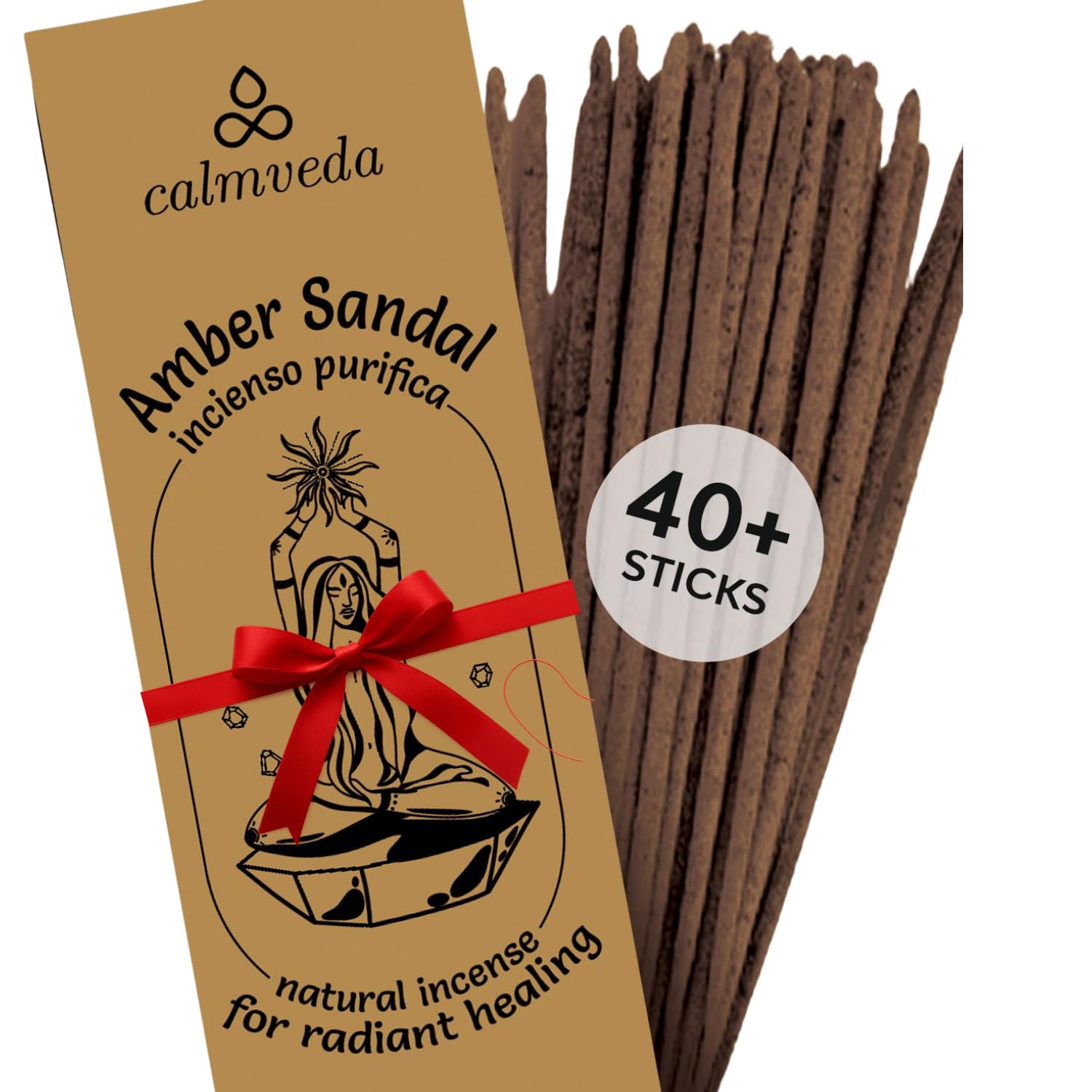 Sandalwood Amber Incense Sticks Resin - 40+ Sticks, 9 Inch