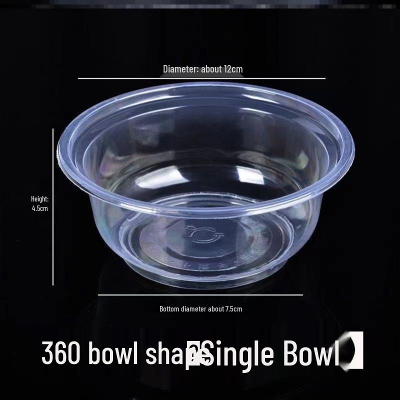 Transparent Thickened Disposable Plastic Bowl - Round, No Lid, Heat-Resistant for Home and Commercial Use