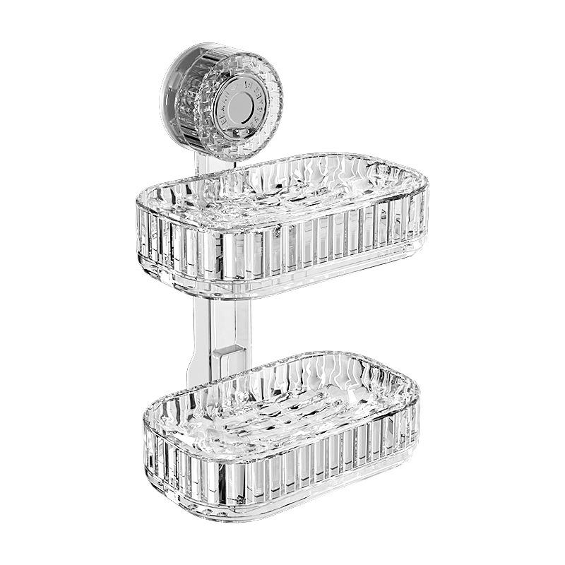 Wall-Mounted Double-Layer Vacuum Suction Soap Dish with Draining Function