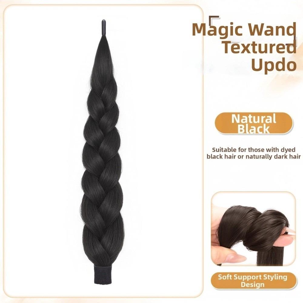 12Inch Long Braids Hairpieces Flexible Wrap Around Flower Bun Head Wig  for Women