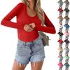 Women's Spring And One-piece T-shirt Slim Long Sleeve Round Neck Color Tops