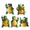 Middle Finger Turtle Figurine Resin Cartoon Turtle Statue Desk Buddy Hand-Painted Turtle