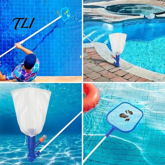 Water Pressure Pool Cleaner Vacuum Head with Detachable Pole And Leaf Bag, Hot Tub Skimmer Net, for Swimming Pools, Ponds, Fountains, Tubs