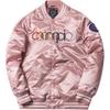 Kith X Champion Collaboration Baseball Collar Pocket Long Sleeve Jacket Men Jackets Pink KITH-498