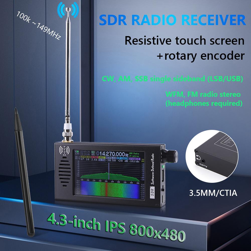 DSP SDR Radio Receiver Aluminum Alloy Rechargeable Radio Receiver Compact Radio Receiver for Garage Party Market