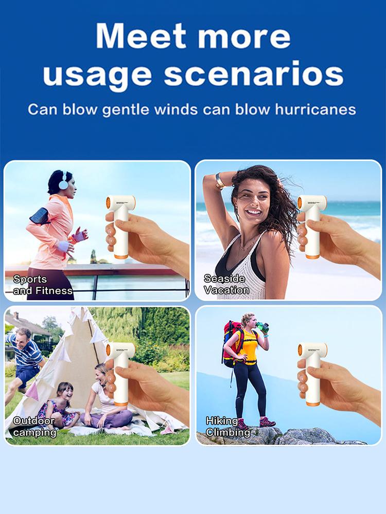 90000RPM Handheld Portable Turbo Fan, Super High-speed Fan with 4-speed, 4000mAh, USB-C Rechargeable Personal Battery Operated